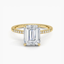 2 Ct Emerald Cut Lab Grown Diamond Hidden Halo Engagement Ring 14k Yellow Gold