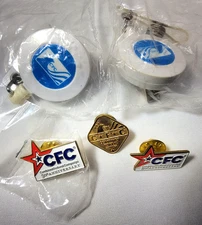 CFC Combined Federal Campaign Gold Hat, Vintage Lapel Pin, Retractable Tethers