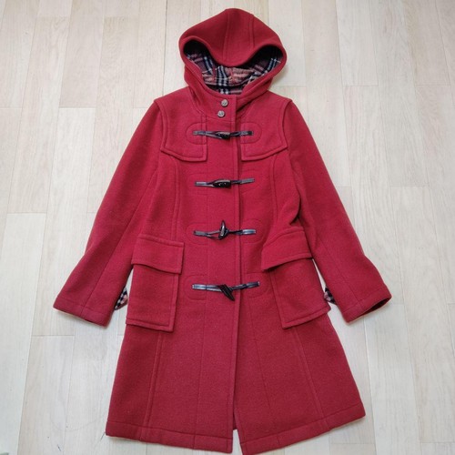 BURBERRY Blue Label Double-Face Duffle Coat Jacket Women 38 Nova Plaid Red - Afbeelding 2 van 12