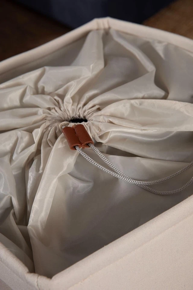 LAUNDRY BASKET CLOTHES HAMPER- 70L LARGE LAUNDRY HAMPER, COTTON COLLAPSIBLE BAG - Image 2 of 4