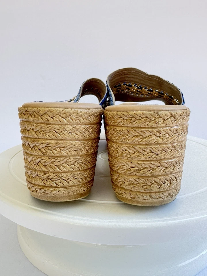 SPRING STEP Sandals Womens 40 Multicolor Leather Slip-Ons Wedge Padded 1.5”Heel - Image 4 of 4