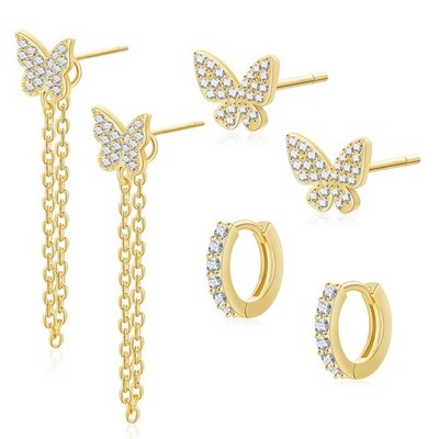 Stack Earrings Set for Women 18K Gold Plated Stackable Earrings Non Tarnish - 02