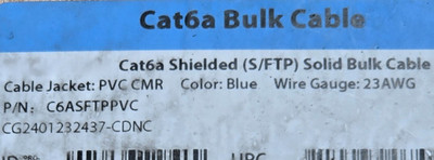 FS C6ASFTPPVC 23/4P CAT6a S/FTP 750MHz Network Ethernet Cable 10G CMR Blue /50ft
