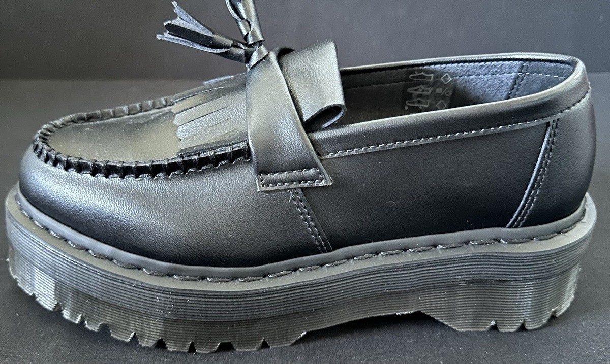 Doc Martens Adrian Quad Mono Leather Platform Loafers Black 