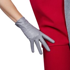 DooWay Women Real Leather Gloves Grey Imported Goatskin Medium,
