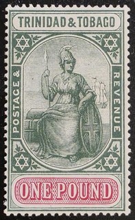 TRINIDAD & TOBAGO 1913 1923 Mint NH £1 Grey Green & Carmine SG #156 CV £275 VF