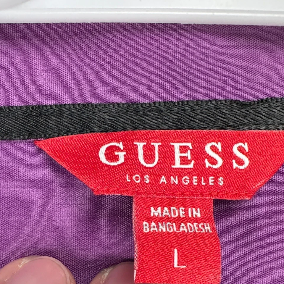 Guess Shirt Button Down Mens Large Purple Long Sleeve Stretch Casual Outdoor NEW - Image 4 of 4