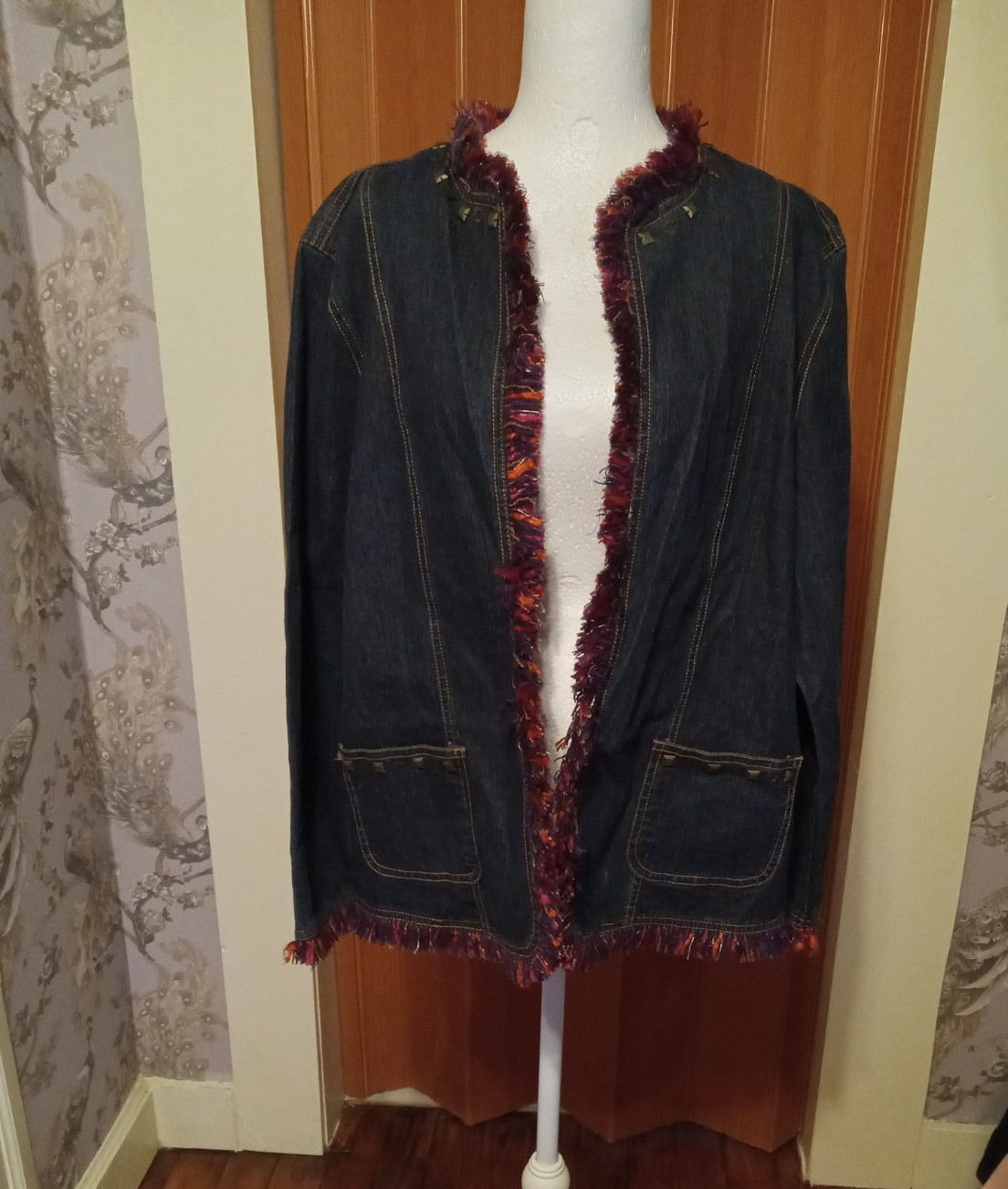 Chaqueta de jean Hearts of Palm para mujer talla 16 con flecos