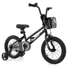 14 Inch Kids Bike with Basket and Training Wheels for Children Aged 4-5 Years Ol