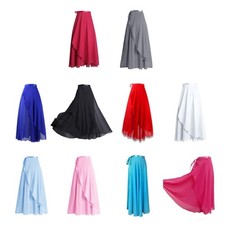 Womens Ballet Long Dance Skirt with Tie Waist Chiffon Dance Skirts for Dancewear