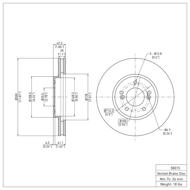 Genuine DYNAMIC FRICTION Disc Brake Rotor 600-58015 | eBay