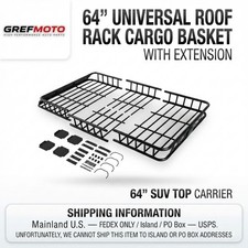 64 Universal Roof Rack Cargo Basket Suv Top Luggage Carrier W Extension