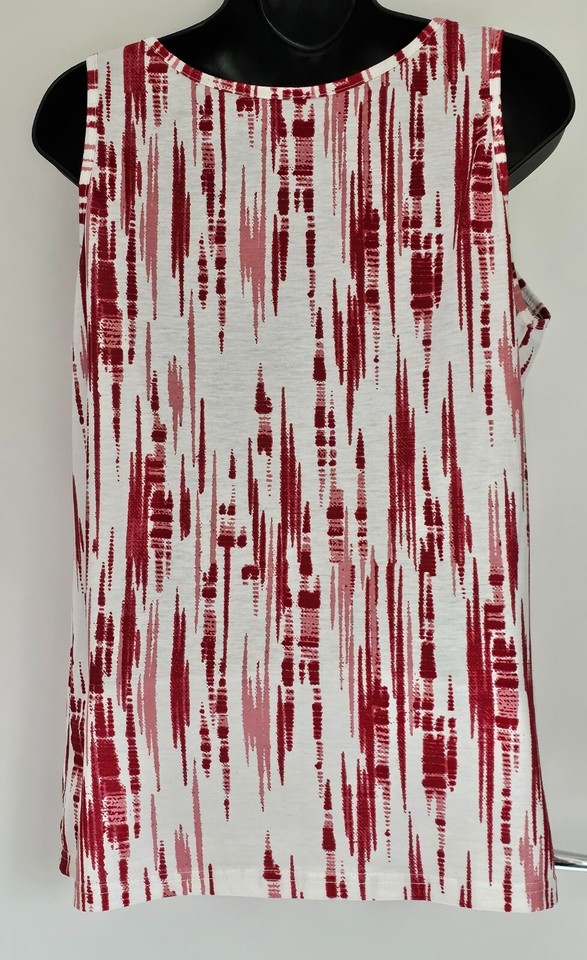 Ladies Dark Red and White Sleeveless Vest Top Size L (14) eBay