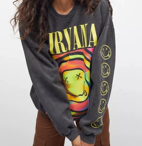 New Nirvana Smiley Face Crewneck Sweatshirt Casual hoodie Heliconia Color Giftš§„ - Picture 5 of 15
