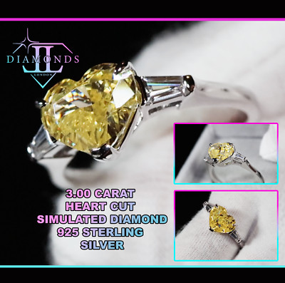Womens Yellow Simulated Diamond Ring | 5.0ct Heart Cut Simulated Diamond Ring