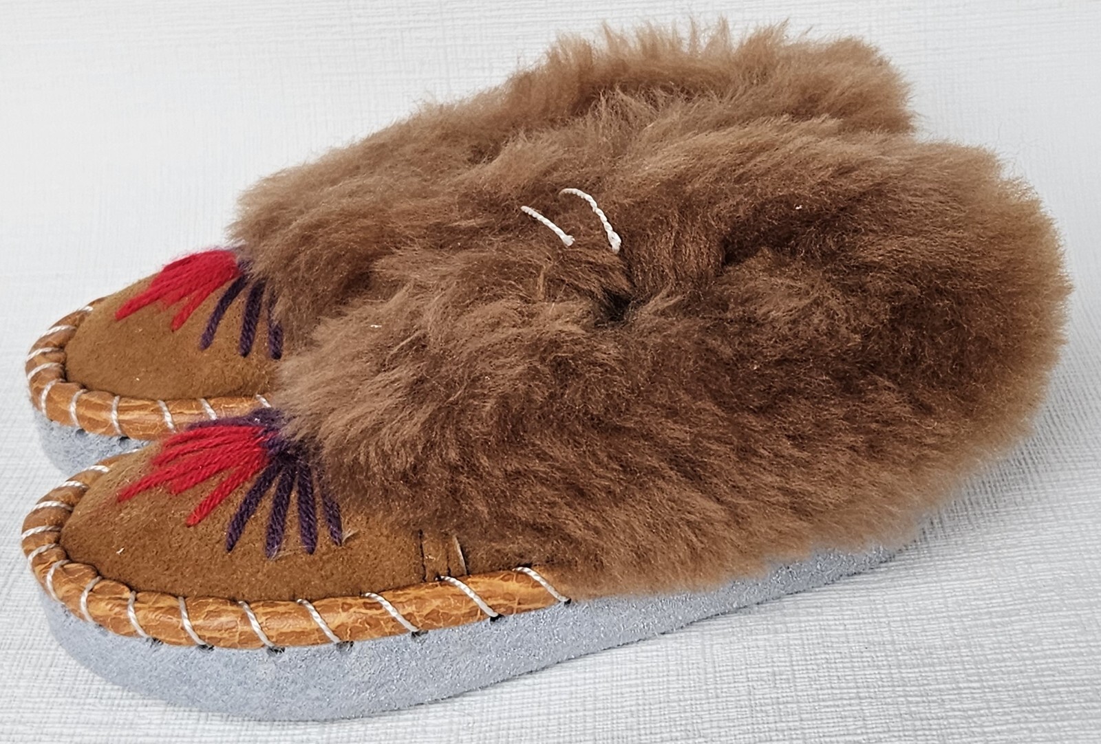 APL PELLICCIA DI AGNELLO PANTOFOLE CALDE taglia 29 NUOVE pelliccia di agnello pelle fatte a mano cognac