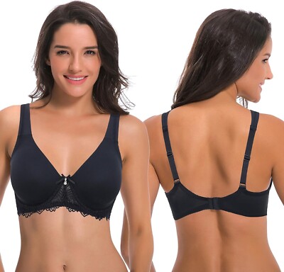 Curve Muse Women's Plus Size Unlined Underwire Lace Bra With