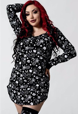 Killstar Purr Off Nightgown Dress Night Gown Sleep Wear Cat Skull Sleepwear Goth