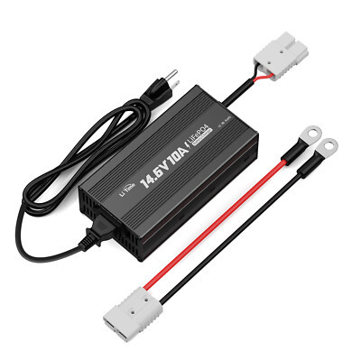 LiTime14.6V 10A AC/DC Smart Lithium Charger For 12V 50Ah/100Ah LiFePO4 Battery