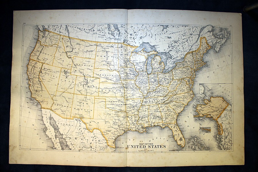 1875 Antique Map United States of America 1874 Original | eBay