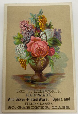 Geo F Ellsworth Hardware & Silver Plated Ware Opera & Field Glasses Trade Card 