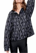 VICTORIA'S SECRET PINK ANORAK JACKET HALF ZIP HOODED PINK LOGO XS/S NEW JA18