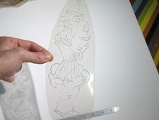 vtg 1960s 1970s Tattoo acetate stencil Lamp Genie Girl signed WMN5