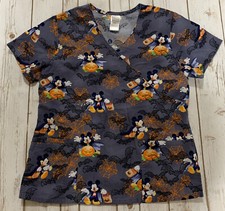 Disney Cotton Size M Vampire Mickey Mouse Halloween Scrub Top Trick Treat Bat