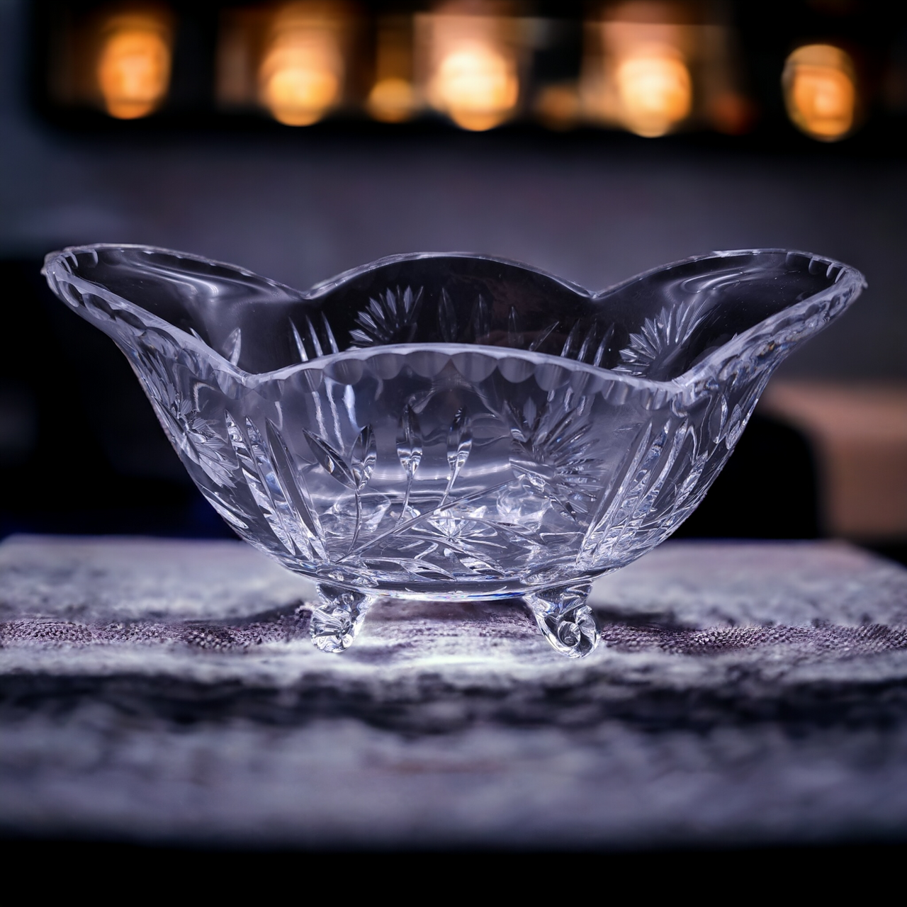 American Cut Lead Crystal Footed Bowl Vase eBay