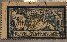 FRANCE 1900 TIMBRE N° 123D et C. MERSON 5F SANS TEINTE DE FOND ET CENTRE DEPLACE