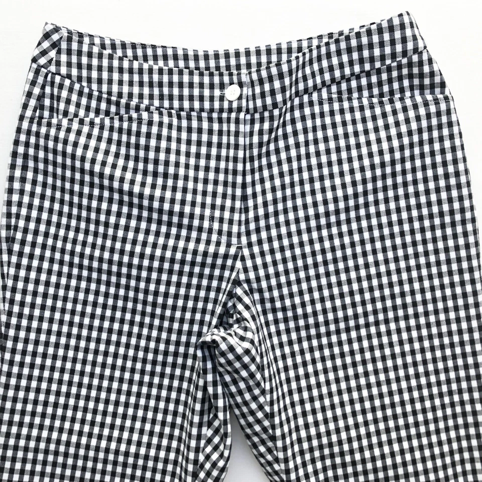 Pantalones capri Y2K años 2000 Appleseed's clásicos preppy negro blanco a cuadros guinga M 8P Foto 3 de 4