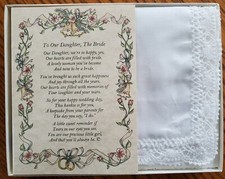Bride Daughter Hankie Handkerchief Wedding Poem Gift Keepsake Favor Mom Dad H133