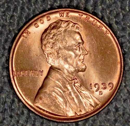 1939-D Lincoln Wheat Cent, Gem BU ,  Raw