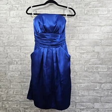 David's Bridal Size 2 Dress Strapless Blue Formal Prom Homecoming w/Pockets