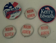 LOT OF 6 ASSORTED POLITICAL PIN BUTTONS
