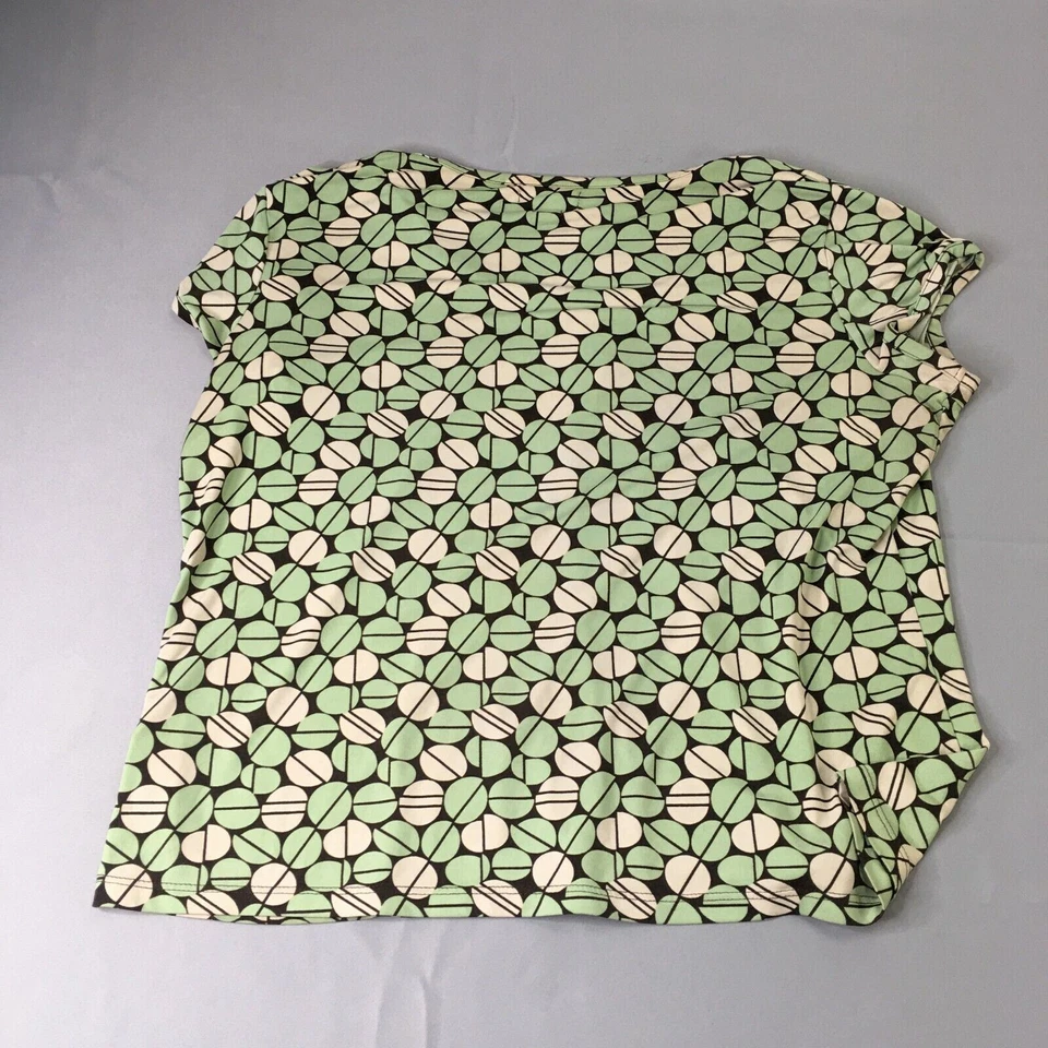 Camisa Van Heusen Mujer Verde Beige Extra Grande Fluida Manga Corta Hecha en EE. UU. Foto 2 de 4
