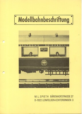 catalog SPIETH trams price lists 1980-1986 model railway lettering D cc