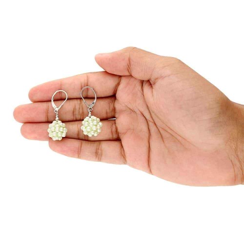 925 Sterling Silver Freshwater Pearl Cluster Leverback Earrings 1.4" - 第 11/36 張圖片