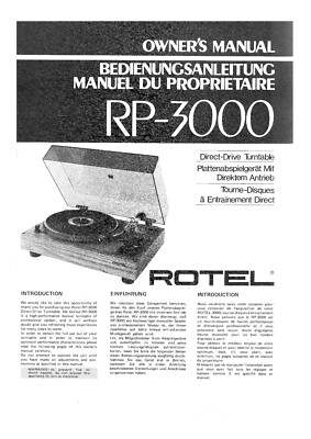 Bedienungsanleitung-Operating Instructions mit Schema für Rotel RP-3000 