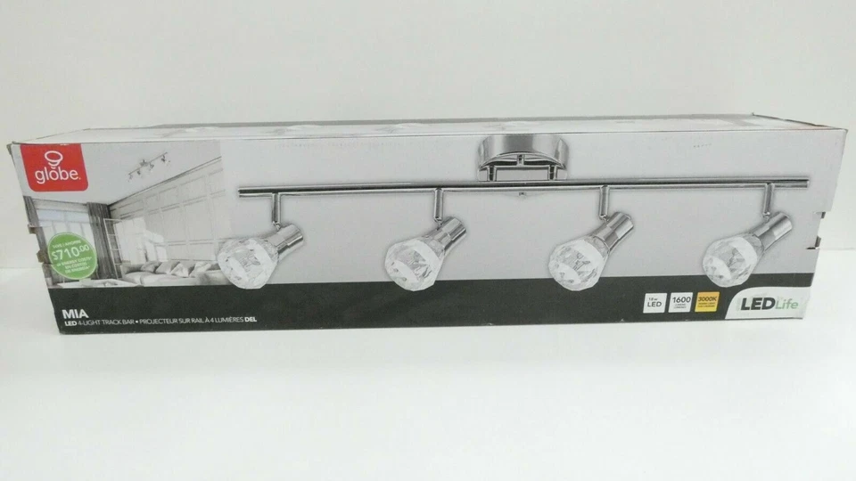 Globe Electric Mia 2,5 pies 4 luces cromo integrado LED kit de iluminación de pista Foto 4 de 4
