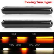 2x Switchback Drl Running Light Strip Amber White Sequential Flow Turn Signal 