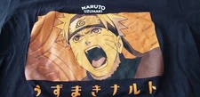 Shonen Jump Naruto Shippuden Uzumaki Yelling Men's L T-Shirt Black Orange EUC