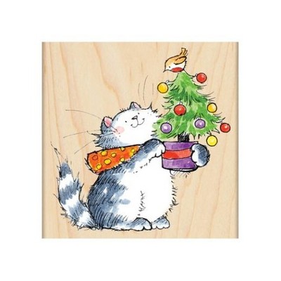 Penny schwarz Holz montiert Gummistempel - Tweet Weihnachten 4199K