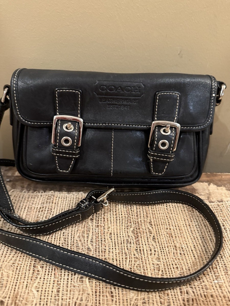 Vintage Coach Leatherware Bleecker 9355 Black Silver Hardware