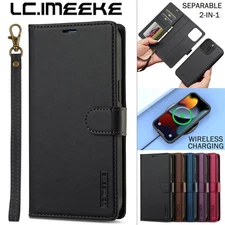For iPhone 16 15 14 13 12 11 XS 7 8 Wallet Case 2-in-1 Detachable MagSafe Cover