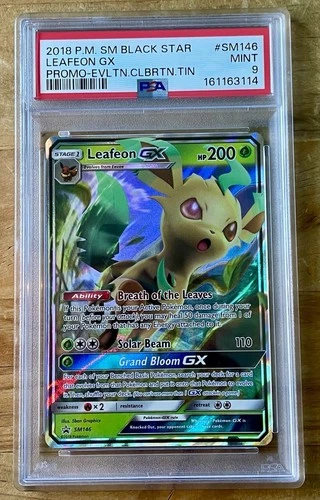 LEAFEON GX SM146 PSA 9 SM BLACK STAR PROMO POKÉMON CELEBRATIONS TIN