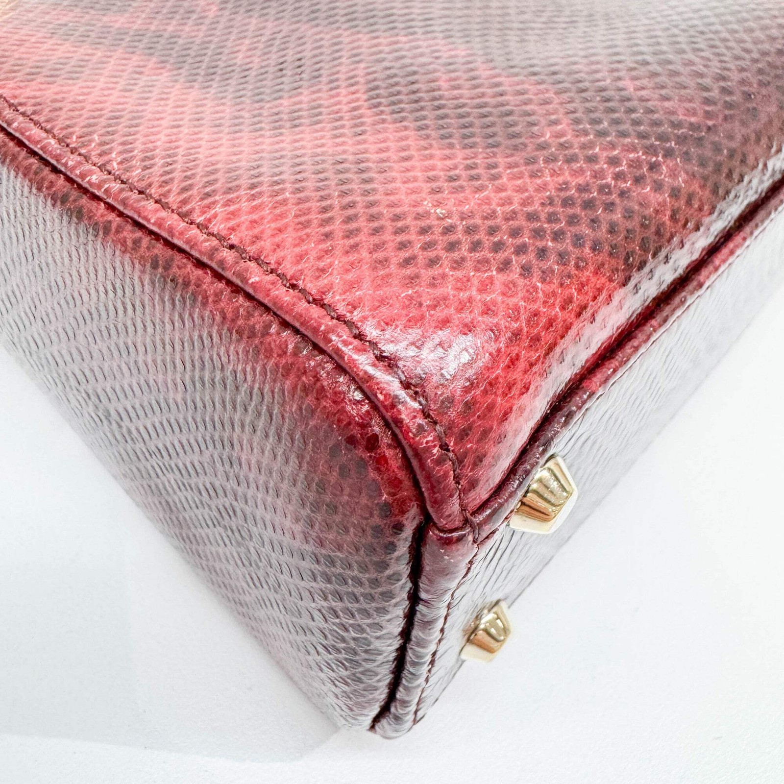 DIOR Mini Lady Dior Red Lizard Embossed Leather Two Way Bag — image 10