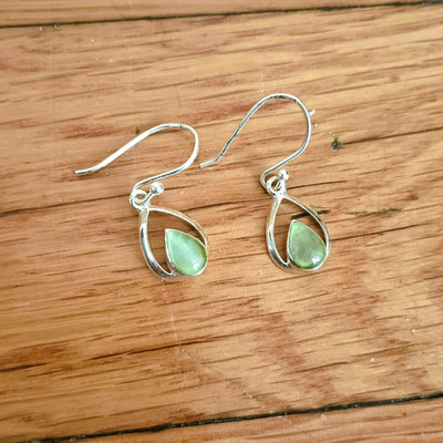 925 grüne schwebende Träne Ohrringe Sterlingsilber französischer Draht Hänger Schmuck