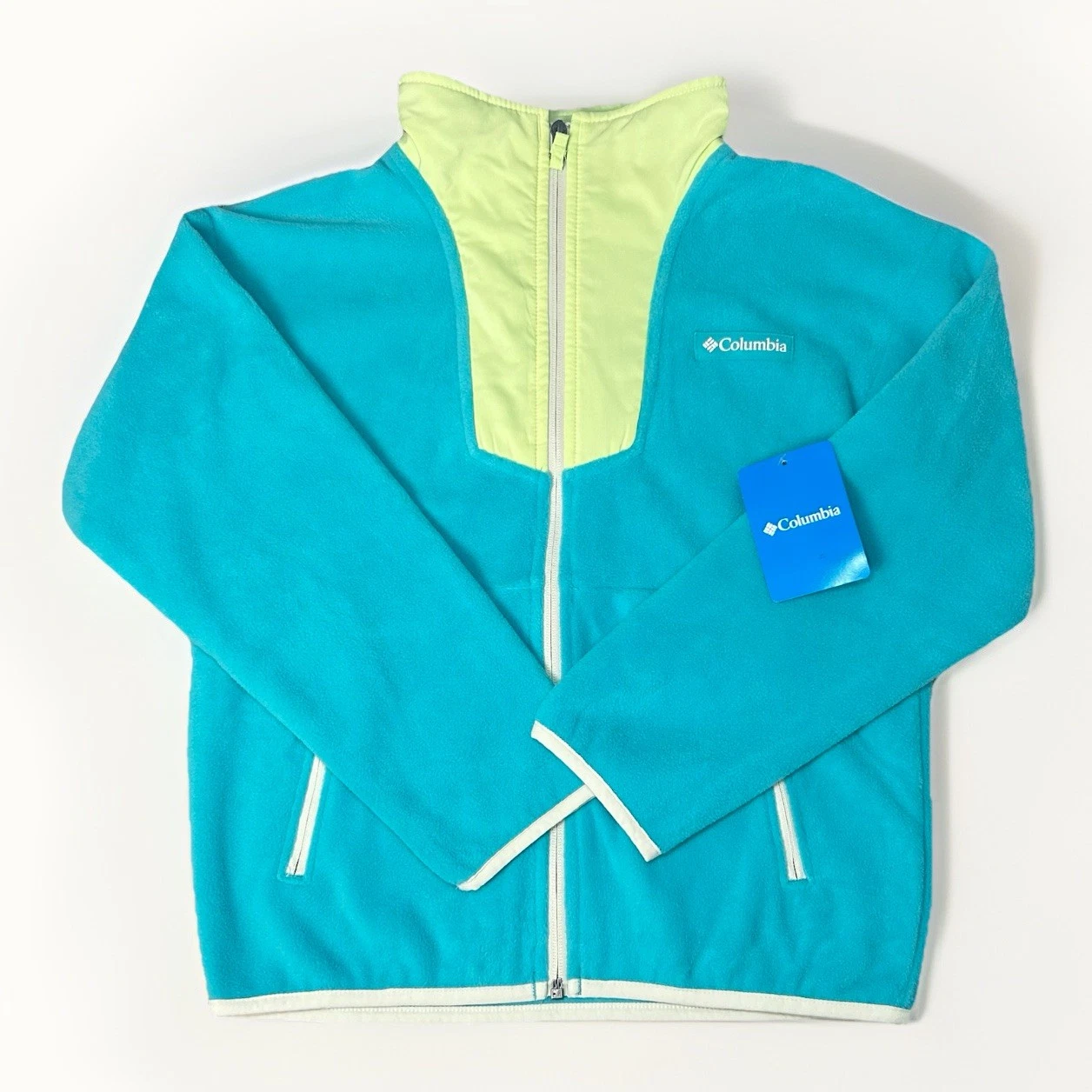 Columbia Girls Sequoia Grove Full-Zip Fleece Jacket Sz M (10/12) Blue Green- NWT
