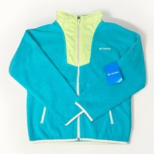 Columbia Girls Sequoia Grove Full-Zip Fleece Jacket Sz M 10/12 Blue Green- NWT